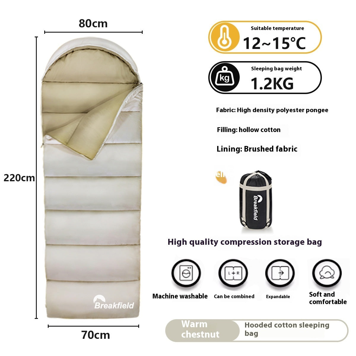 Outdoor Waterproof Cotton Sleeping Bag